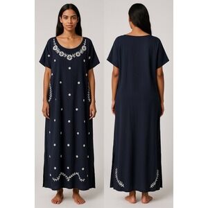 NAOO Nation AK Outfitters Kaftan Dress OS Embroidered Maxi Mou Mou Lounge Beach